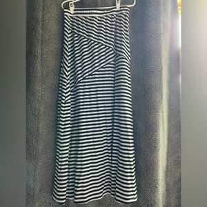 Asymmetrical Black and White Striped Maxi Skirt